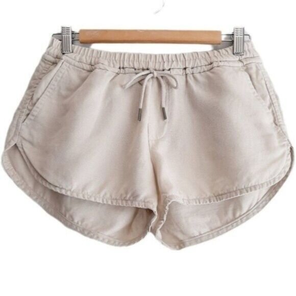 COMMUNITY | Aritzia Light Cream Pull-on Shorts Lyocel Linen Blend Sz S Flawed - Picture 1 of 10